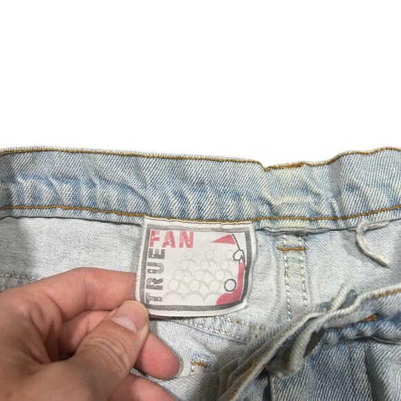 Vintage 90s Miami Hurricanes True Fan Denim Jean Shorts Jorts 36x11 - Picture 3 of 4